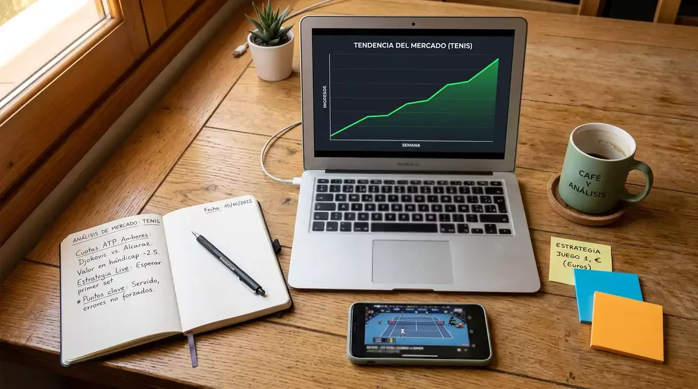 Mercado de apuestas de tenis en Wimbledon con datos del crecimiento global y cifras de España